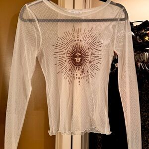 Socialite Sheer White Top with Sunburst Design